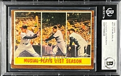 Stan Musial Signed 1962 Topps #317 “Musial Plays 21st Season” (Encapsulated Beckett Authentic)