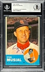 Stan Musial Signed 1963 Topps #250 (Encapsulated Beckett Authentic)
