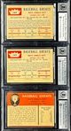 Waite Hoyt Signed 1960/1961 Fleer Trio All Graded GEM MINT 10 or MINT 9 Signature (Encapsulated Beckett Authentic)