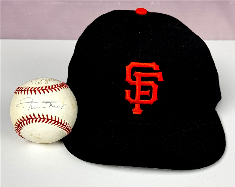 Willie Mays Signed San Francisco Giants Cap and Signed Baseball (Beckett Authentic)