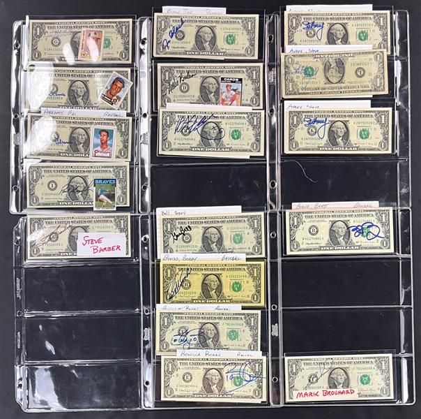 Baseball Stars Signed $1 Dollar Bill Collection (149) (Beckett Authentic)