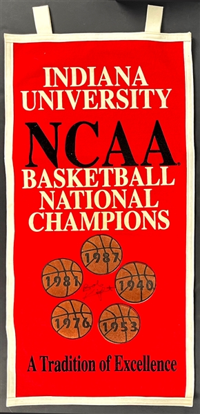 Coach Bobby Knight Signed Indiana University Basketball National Champions Banner (Beckett Authentic)