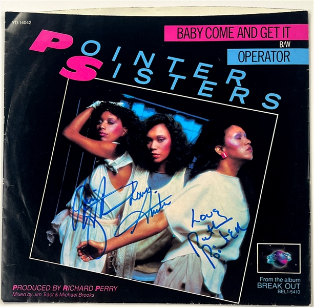 Pointer Sisters Band-Signed 45 Single Sleeve - Anita, Ruth and June (Beckett Authentic)