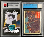 Elvis Presley Stand of Hair with 1956 Topps Card (Beckett Encapsulated) and Clothing Swatch Card