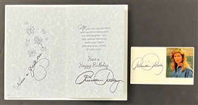 Priscilla Presley Signed Birthday Card and Index Card (2)  (Beckett Authentic)