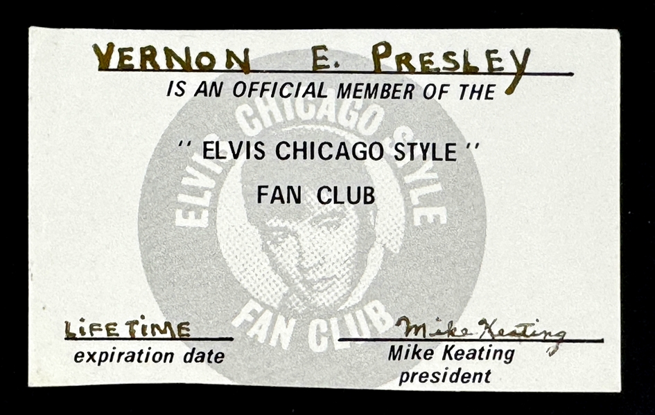 Vernon Presleys "Elvis Chicago Style" Fan Club Card (Sandy Miller LOA)