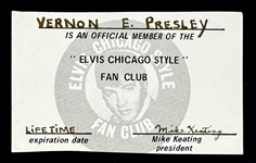 Vernon Presleys "Elvis Chicago Style" Fan Club Card (Sandy Miller LOA)