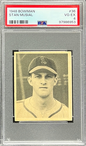 1948 Bowman #36 Stan Musial Rookie Card - PSA VG-EX 4