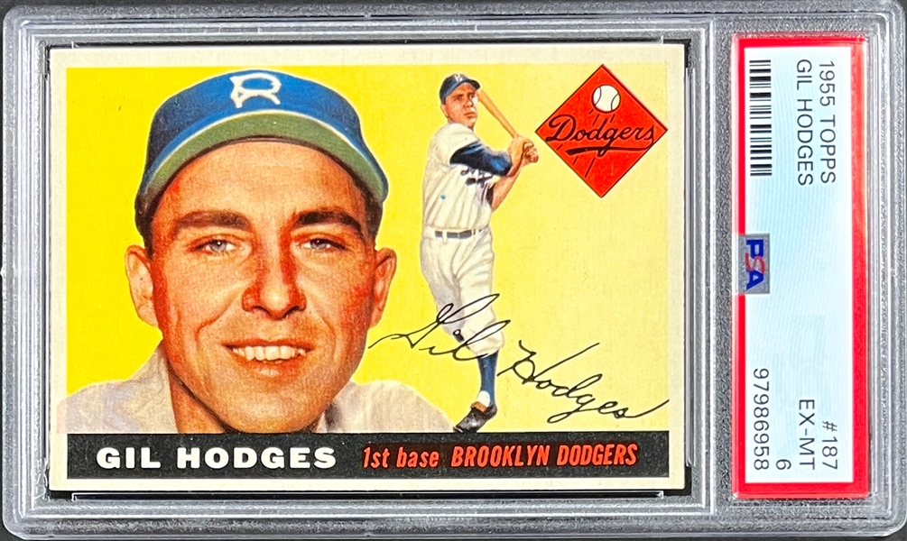 1955 Topps #187 Gil Hodges - PSA EX-MT 6