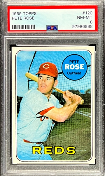 1969 Topps #120 Pete Rose - PSA NM-MT 8