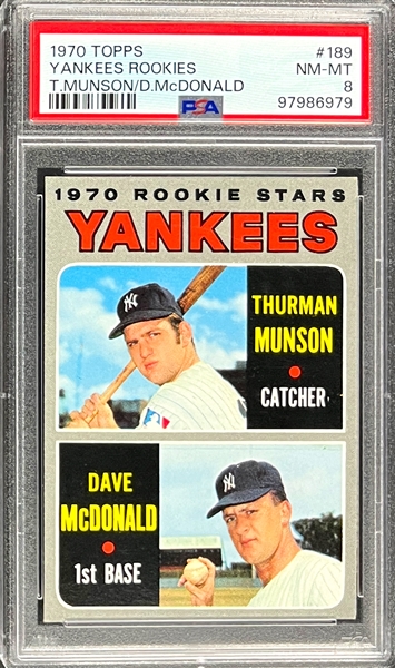 1970 Topps #189 Thurman Munson Rookie Card - PSA NM-MT 8