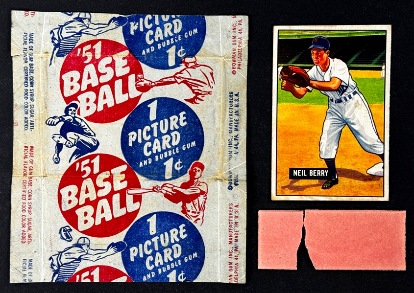 1951 Bowman 1-Cent Wrapper Plus #213 Neil Berry and Gum from the Pack