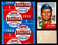 1953 Topps 1-Cent Wrapper DATED Plus #42 Gus Zernial and Gum from the Pack