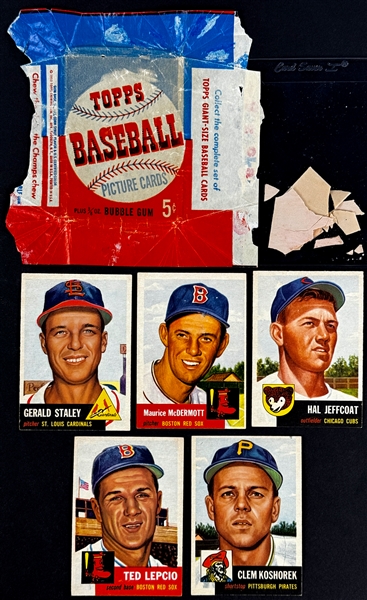 1953 Topps 5-Cent Wrapper UNDATED Plus 5 Cards and Gum from the Pack