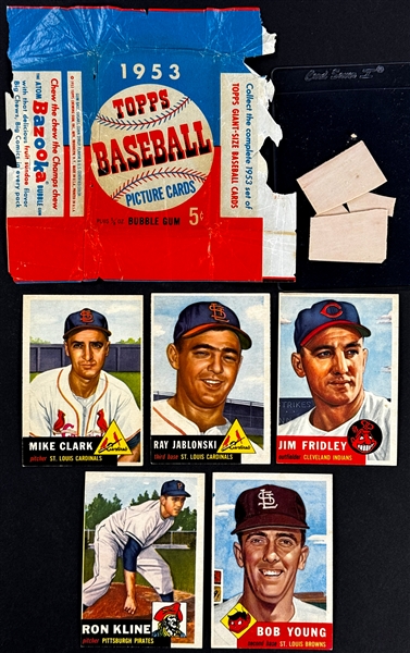 1953 Topps 5-Cent Wrapper DATED Plus 5 Cards and Gum from the Pack