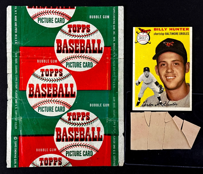 1954 Topps 1-Cent Wrapper UNDATED Plus #48 Billy Hunter and Gum from the Pack