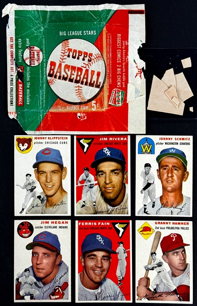 1954 Topps 5-Cent Wrapper UNDATED Plus 6 Cards and Gum from the Pack