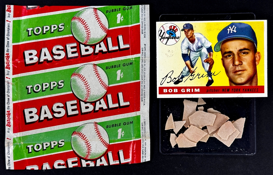 1955 Topps 1-Cent Wrapper Trio (3) UNDATED Plus Cards and Gum from the Packs