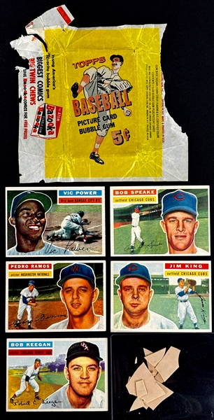 1956 Topps 5-Cent Wrapper Plus 5 Cards and Gum from the Pack