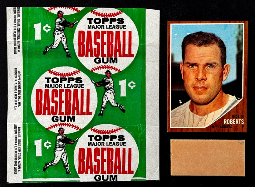 1962 Topps 1-Cent Wrapper Plus #243 Robin Roberts and Gum from the Pack