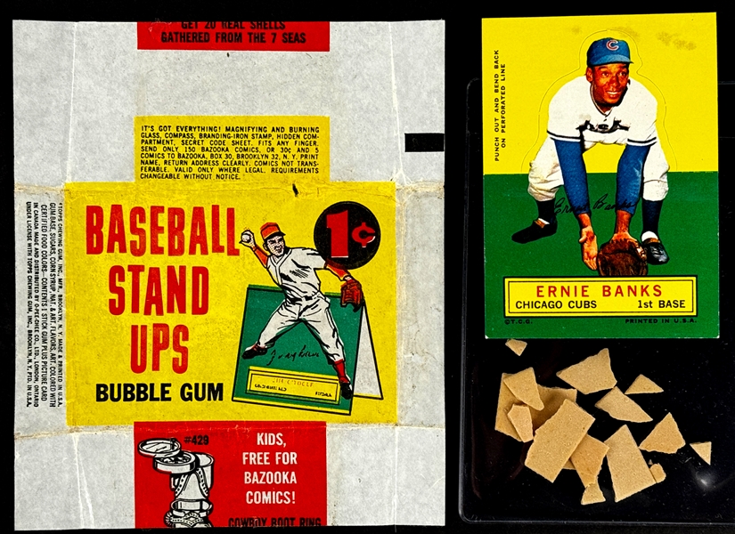 1964 Topps Stand-Ups 1-Cent Wrapper Plus Ernie Banks Card and Gum from the Pack