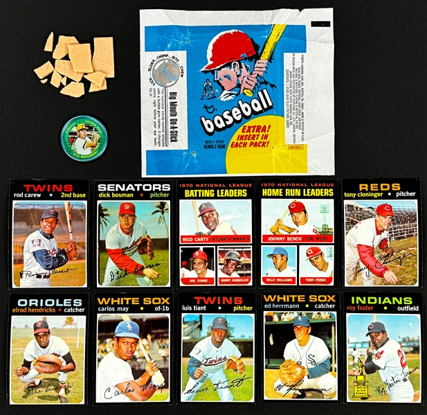 1971 Topps and 1971 Topps Super 10-Cent Wrappers (4) Plus 33 Cards, Inserts and Gum from the Packs