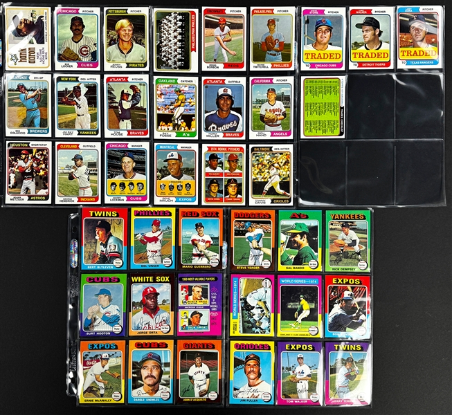 1974 and 1975 Topps 25-Cent Cello Wrappers Plus 40 Cards and Gum from the Packs