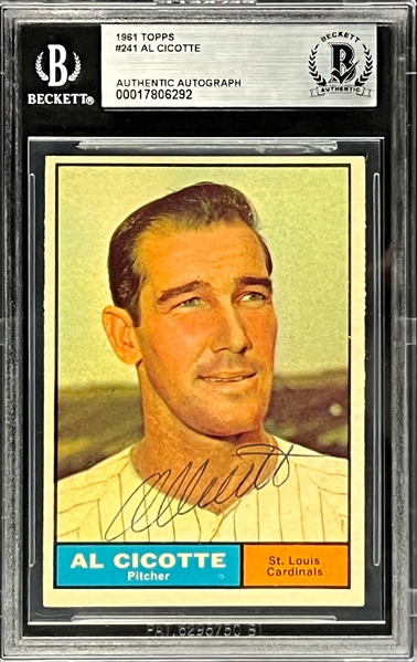 1961 Topps #241 Ed Cicotte Signed Card  (Encapsulated Beckett Authentic)