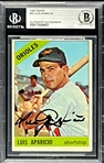 1966 Topps #90 Luis Aparicio Signed Card (Encapsulated Beckett Authentic)