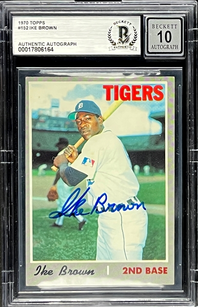 1970 Topps #152 Ike Brown Signed Card - GEM MINT 10 Signature  (Encapsulated Beckett Authentic)