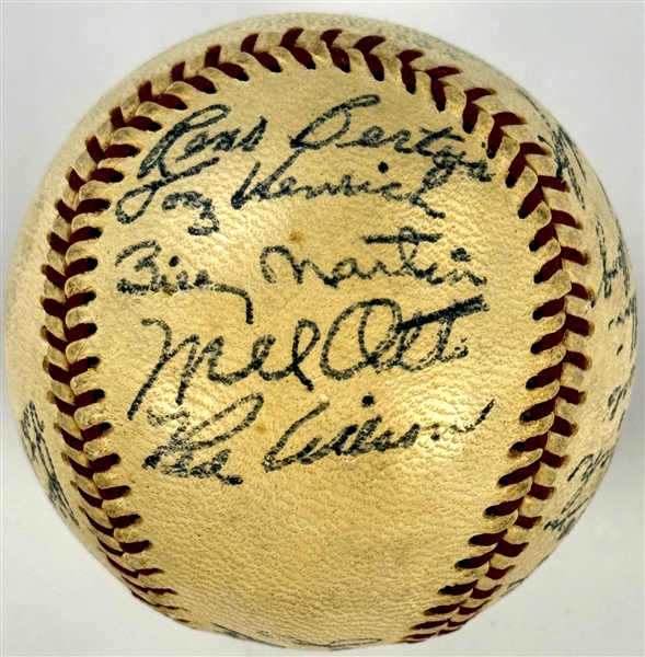 1957 Detroit Tigers Team Signed Baseball Incl. Mel Ott (23 Signatures) (JSA)