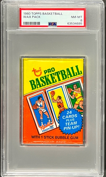 1980 Topps Basketball Unopened Wax Pack – PSA NM-MT 8 – Possible Bird/Magic Rookie Card!