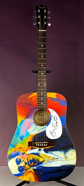 Bruce Springsteen Signed Fender Acoustic Guitar with Peter Max Portrait (PSA/DNA)