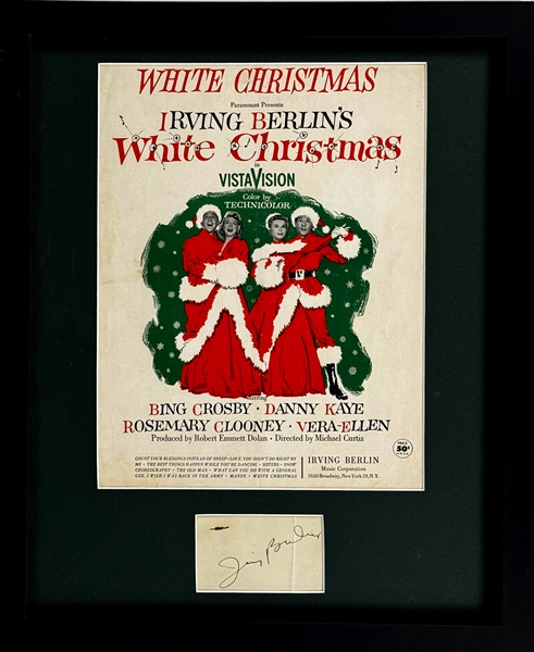 Irving Berlin Cut Signature Framed with "White Christmas" Sheet Music (JSA)