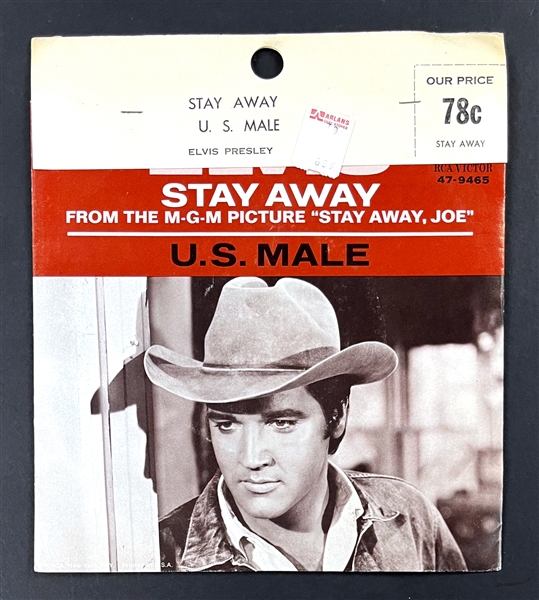 1968 Elvis Presley "Stay Away"/"U.S. Male" (47-3465) SEALED 45 Single with Retail Rack Backer