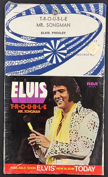 1975 Elvis Presley "T-R-O-U-B-L-E" / "Mr. Songman" (PB-10278) SEALED 45 Single with Retail Rack Backer