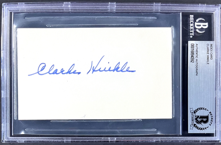 Clarke Hinkle Signed Index Card  (Encapsulated Beckett Authentic)