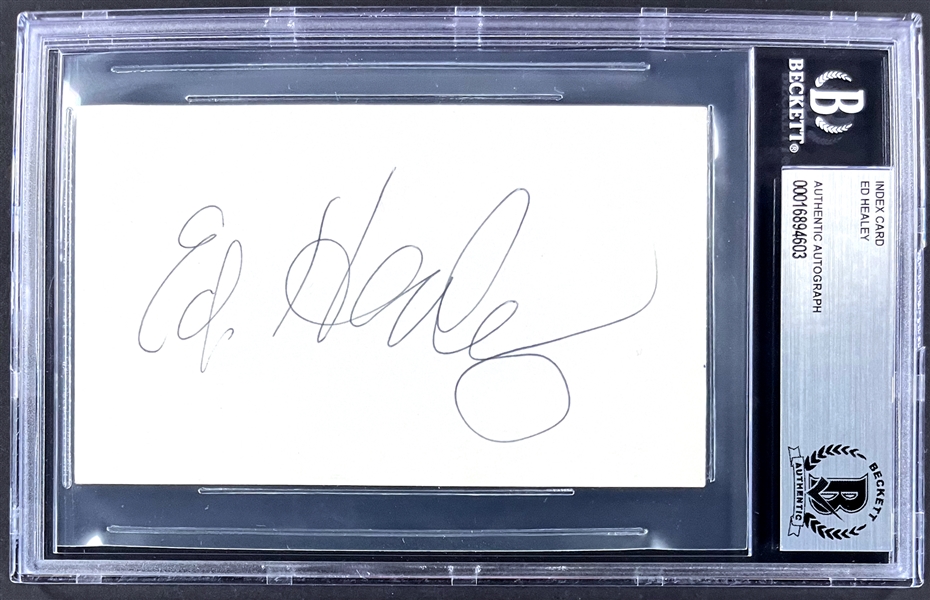 Ed Healy Signed Index Card  (Encapsulated Beckett Authentic)