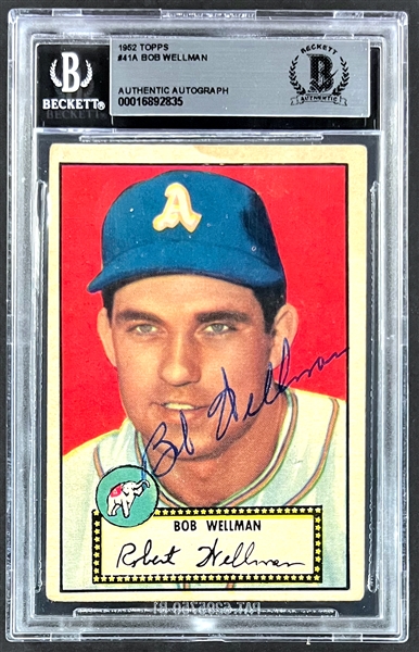 1952 Topps #41 Bob Wellman Signed Card  (Encapsulated Beckett Authentic)