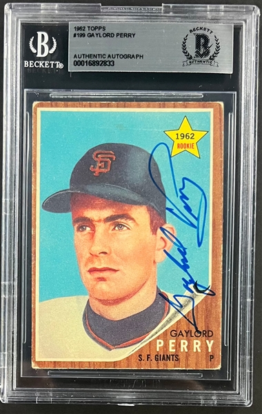 1962 Topps #199 Gaylord Perry (Encapsulated Beckett Authentic)