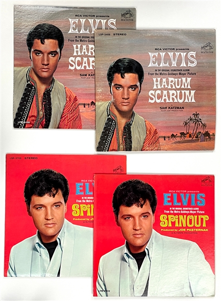 1965-66 Elvis Presley <em>Harum Scarum</em> and <em>Spinout</em> MONO and Stereo LPs (4) with Promo Photos