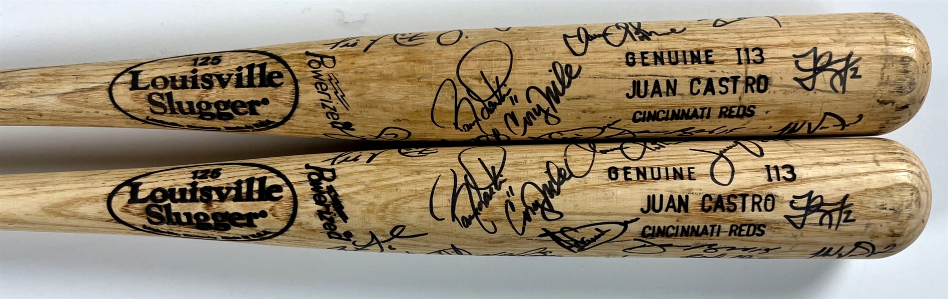 Pair of 2004 Cincinnati Reds Team Signed Juan Castro Game Used Bats (2) (Beckett Authentic)