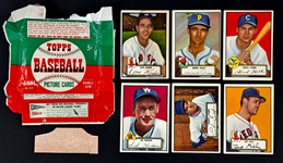 1952 Topps 5-Cent Wrapper Plus Six Cards and Gum From the Pack