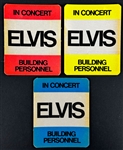 Three 1970s Elvis Presley Concert Rectangle Backstage Passes - Red, Yellow and Blue Variations