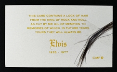 A Large Lock of Elvis Presleys Hair from His Hairdresser Homer “Gill” Gilleland on His Trademark Card