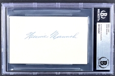 Heinie Manush Signed Index Card  (Encapsulated Beckett Authentic)
