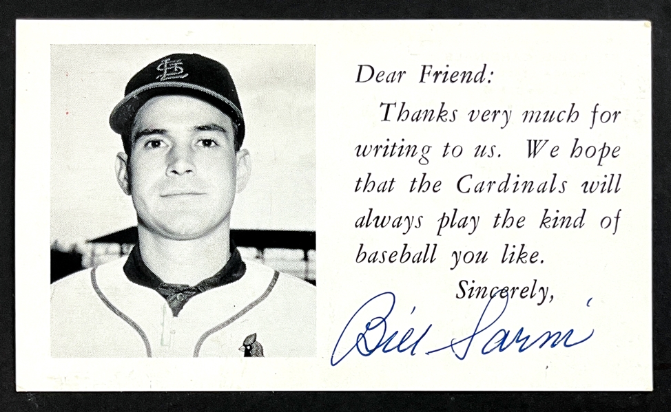 1951 "The Cardinals Introduce" Bill Sarni Signed Postcard (Beckett Authentic)