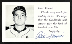 1951 The Cardinals Introduce Bill Sarni Signed Postcard (Beckett Authentic)