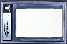 Hunk Anderson Signed Index Card  (Encapsulated Beckett Authentic)