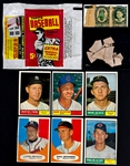 1961 Topps 5-Cent Wrapper Stamp Album Variation Plus 6 Cards, Stamps and Gum from the Pack